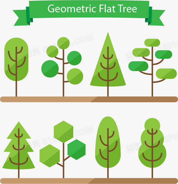 树木树枝树干绿色矢量树木