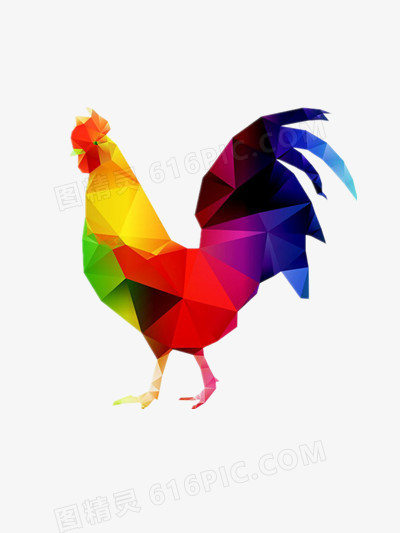 彩色几何色块公鸡