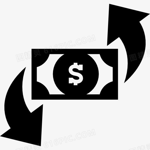 美元的钱有两个旋转箭头商业标志图标