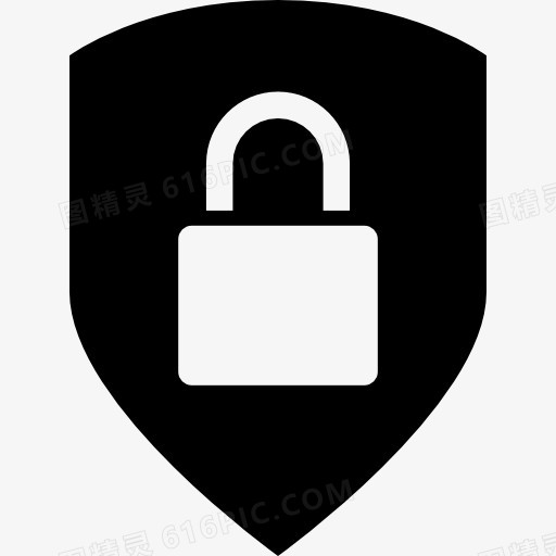安全接口符号锁定的挂锁在盾构图标