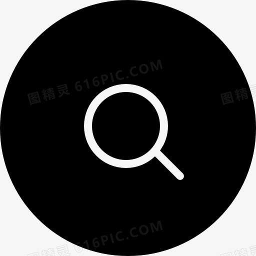 搜索符号在黑色的圆形按钮图标