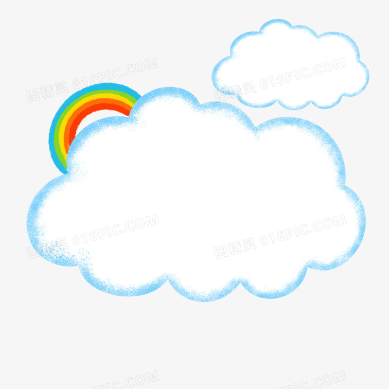 手绘卡通彩虹云朵边框素材