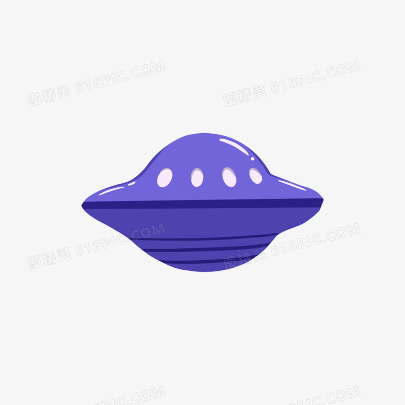 手绘紫色外星人飞船飞碟素材