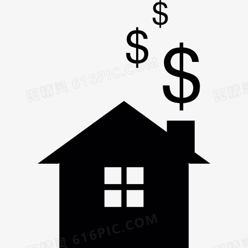 房子与美元符号图标