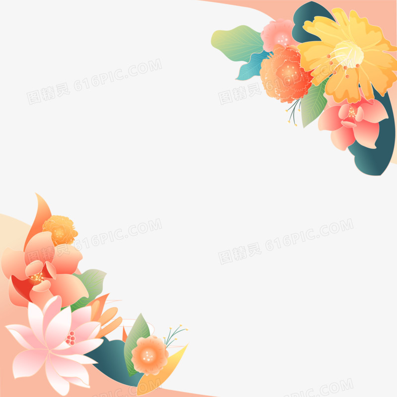 手绘矢量花卉边框素材