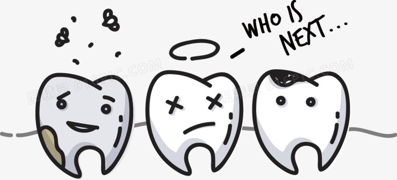 卡通矢量搞怪牙齿