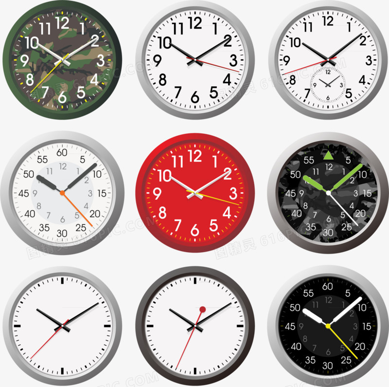 时钟钟表生活用品矢量素材,