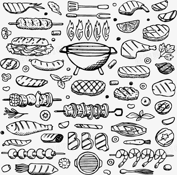 关键词:             手绘食物线描稿黑白线描食物美食手绘