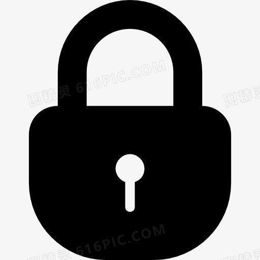 挂锁锁上圆形的黑色工具安全接口符号图标