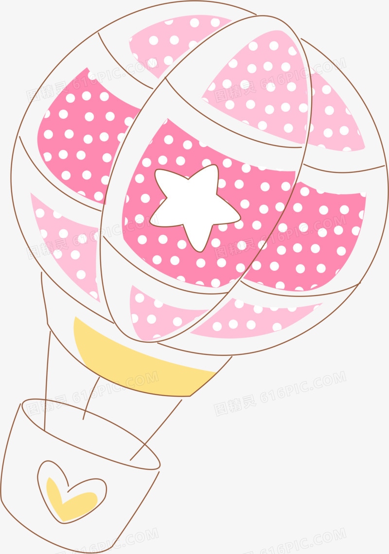 粉色手绘热气球