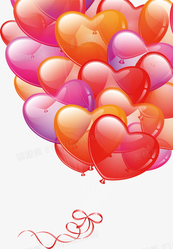 透明心形彩色气球七夕情人节