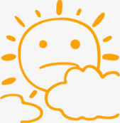 手绘黄色卡通太阳云朵