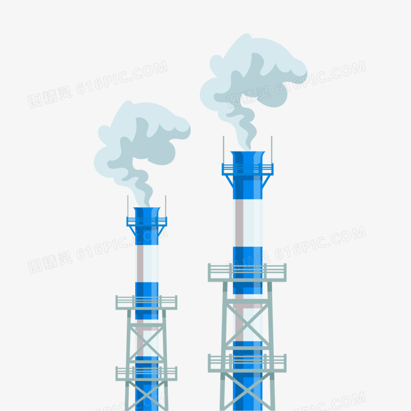 手绘卡通矢量排烟的烟囱素材