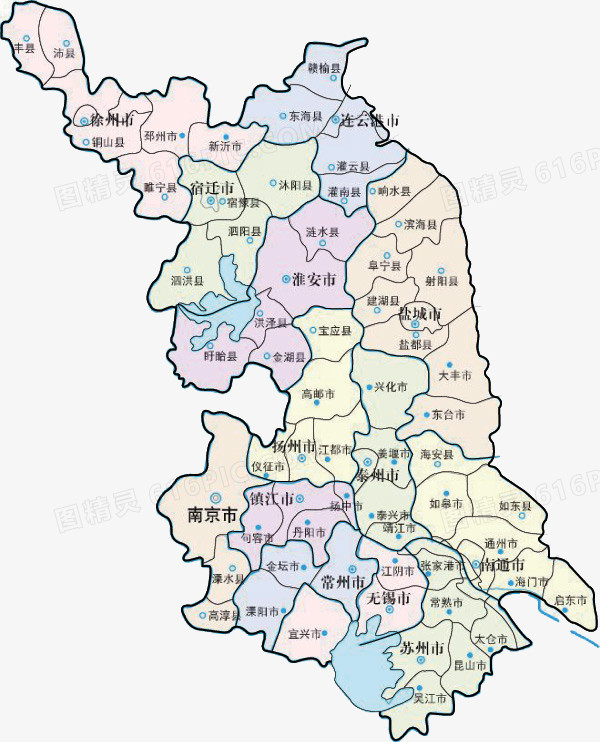 中国江苏省地图矢量图