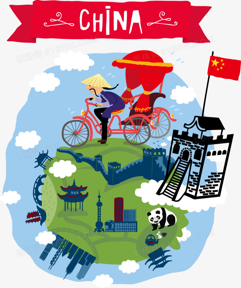 中国旅游景点介绍海报素材