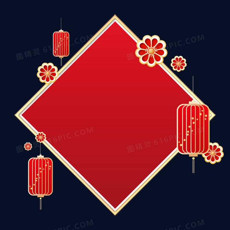 中国风红金浮雕边框元素