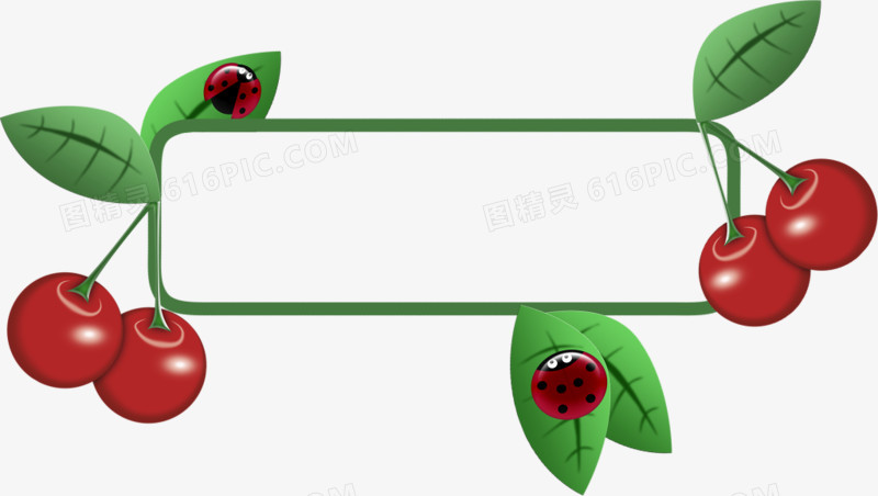 卡通手绘红色樱桃水果边框