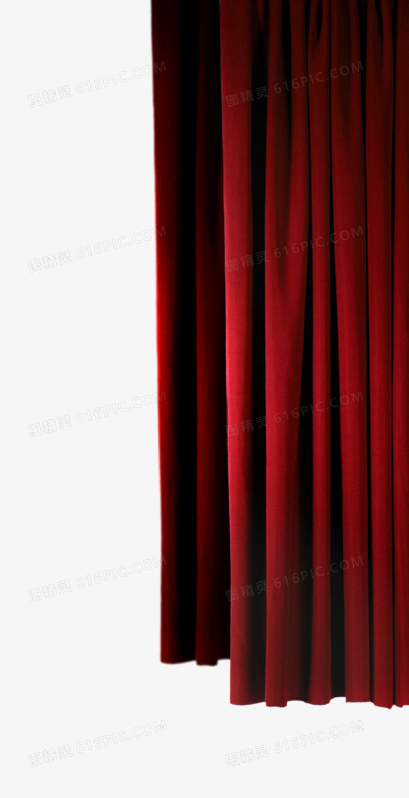 右侧半拉开的舞台红布