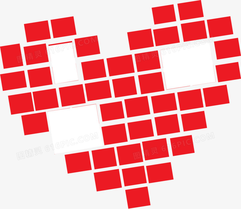 红色方形造型爱心设计