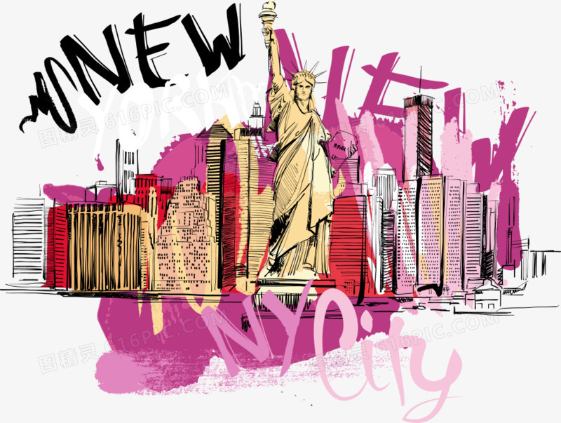 矢量纽约自由女神像插画