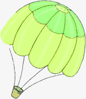 手绘绿色降落伞海报