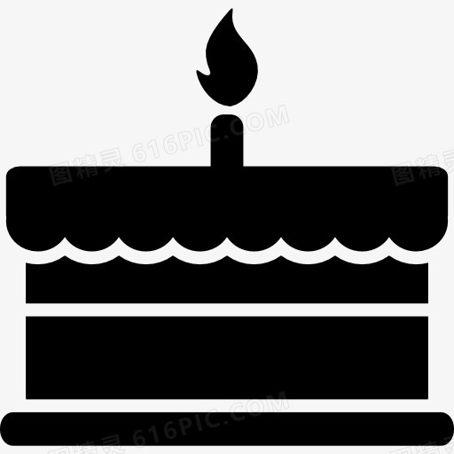 生日蛋糕和一个燃烧的蜡烛图标