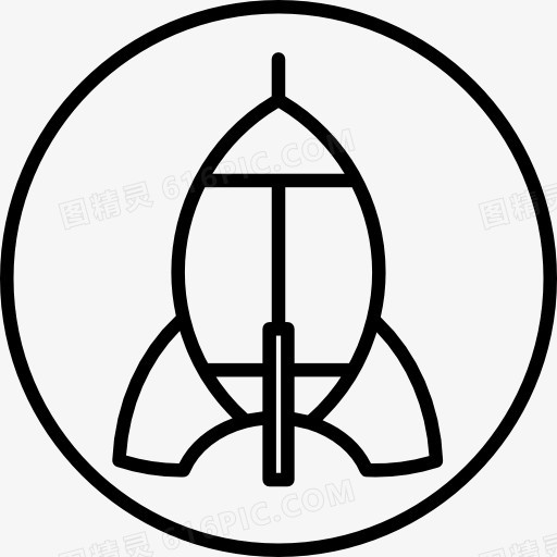 火箭船的轮廓圆背景图标