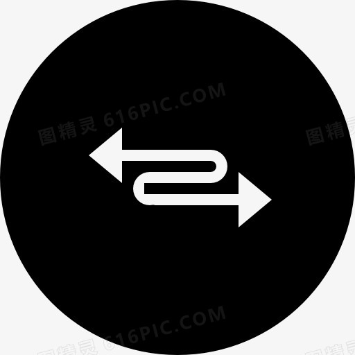弯箭头指向两边的黑色圆形按钮图标