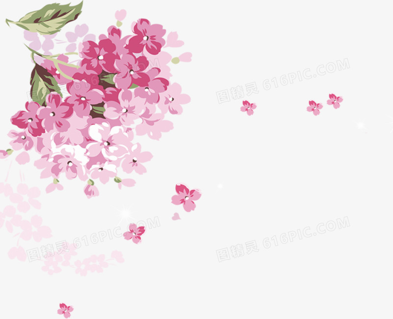 手绘粉色花朵七夕情人节