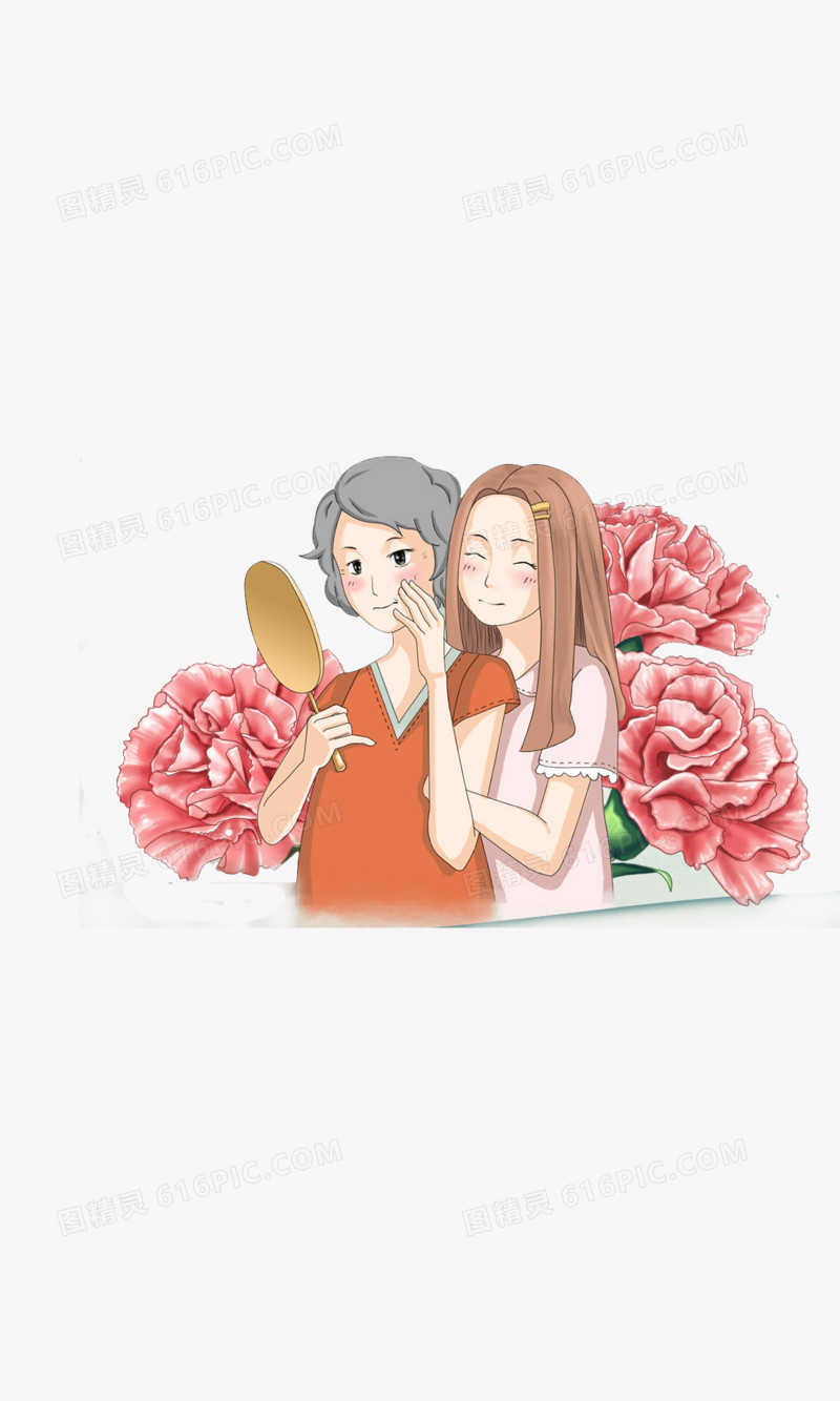 韩国卡通母亲节图案母女人物