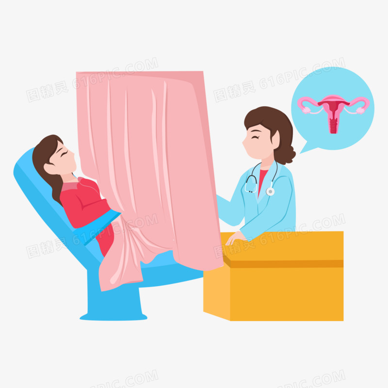卡通矢量医生给孕妇做身体检查元素