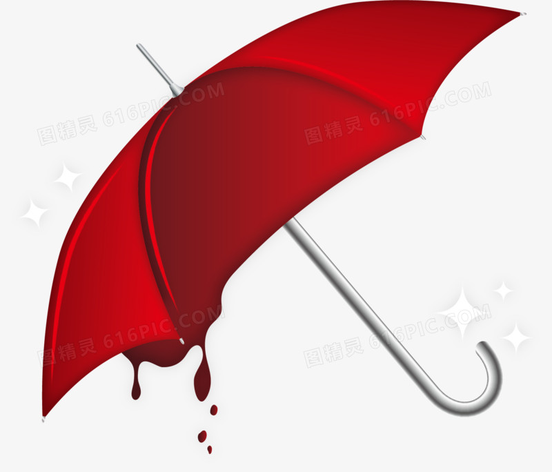 矢量红色滴血的伞