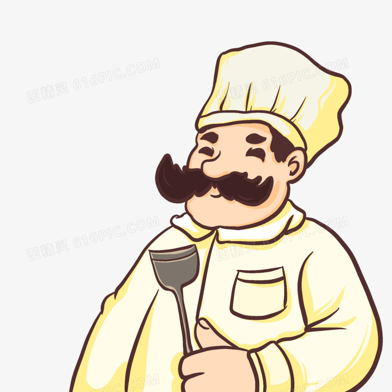卡通简笔画可爱大厨厨师免抠元素