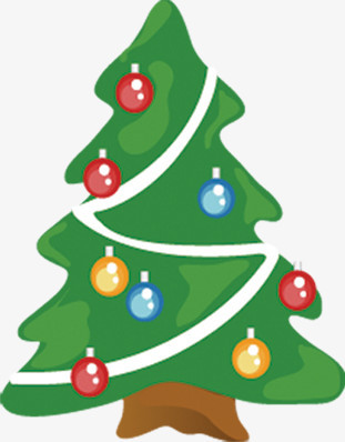绿色卡通圆球装饰圣诞树