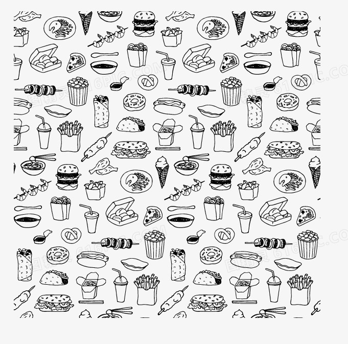 关键词:              手绘食物线描稿黑白线描食物美食手绘
