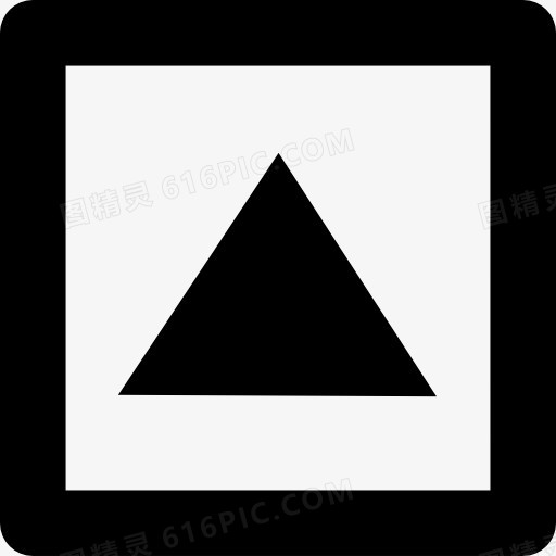 向上箭头的三角形内的方形轮廓图标