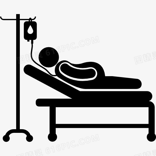 怀孕的女人躺在医院的床图标