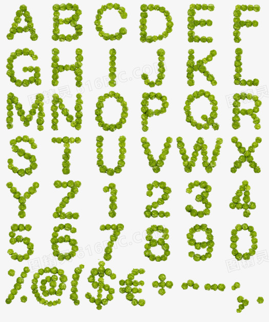 绿色圆点英文字母与数字