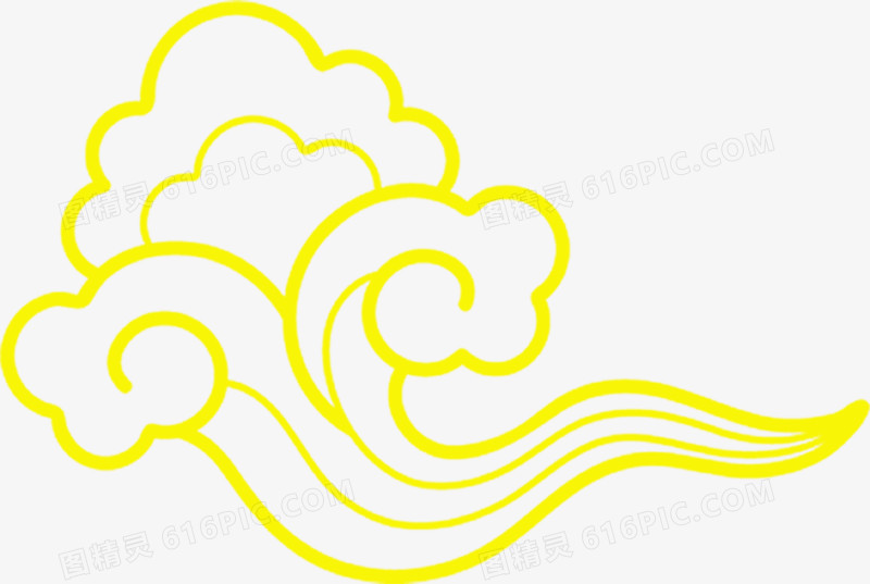 黄色线条中国风祥云