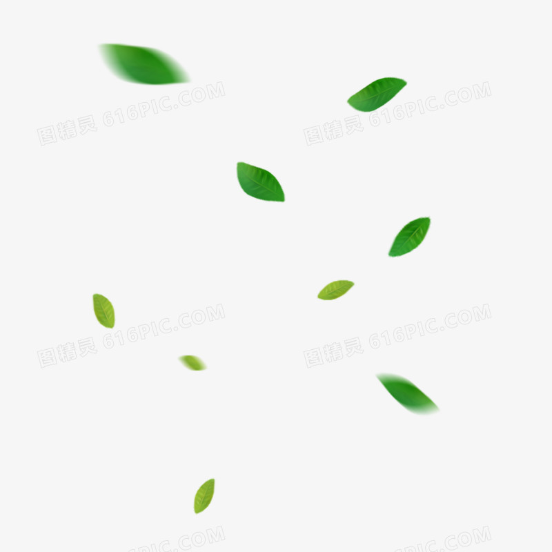 绿色漂浮绿色树叶元素