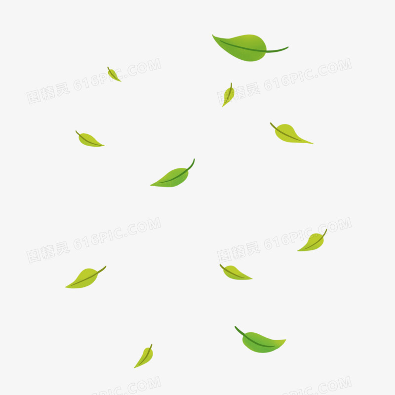 绿色树叶落叶漂浮元素