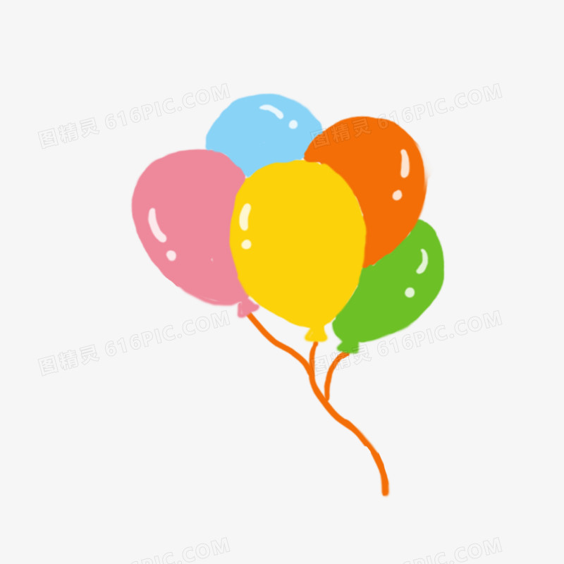 卡通扁平风彩色气球漂浮元素