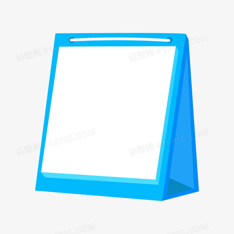 手绘立体蓝色台历边框素材