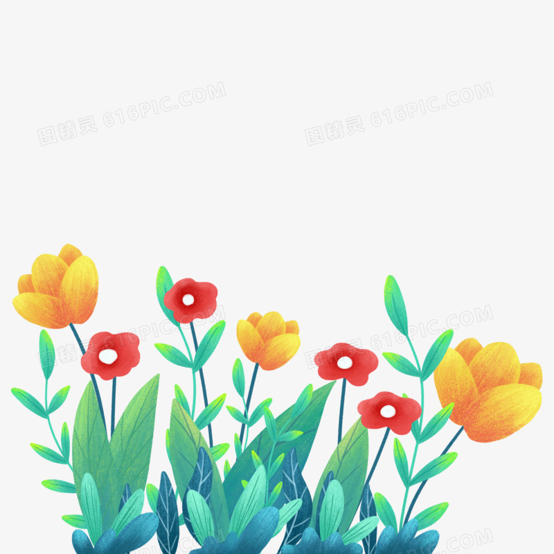 手绘插画风植物花朵免抠元素