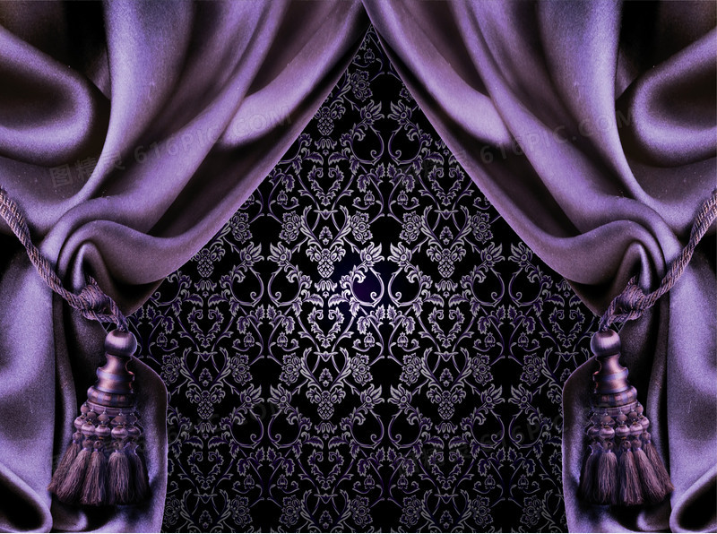 紫色窗帘花纹背景