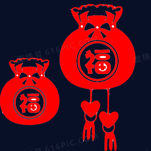 红色春节福袋素材图片