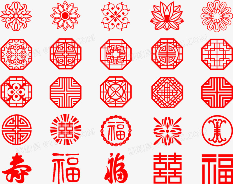 20款中国传统复古花纹矢量