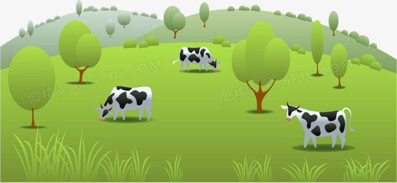 矢量草原和奶牛