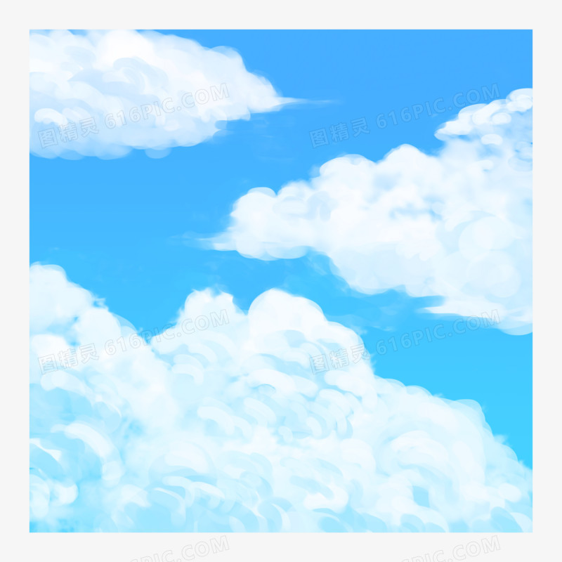 手绘写实天空云彩风景素材