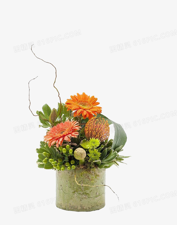 多种花卉组合插花摆件